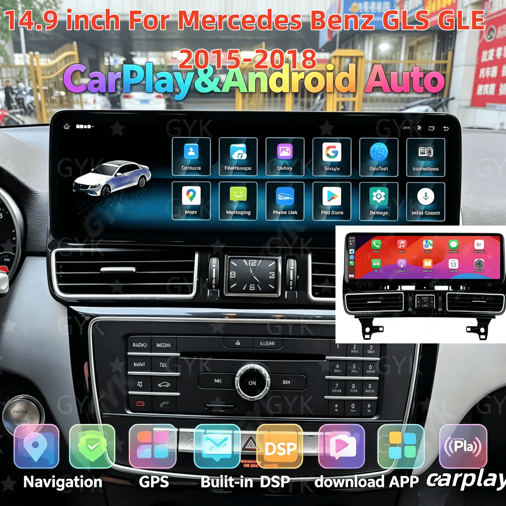 14.9inch Car Radio For Mercedes Benz ML GL GLS GLE 2015-2018 Android Car Multimedia Player Screen Wireless Carplay GPS DSP Navig