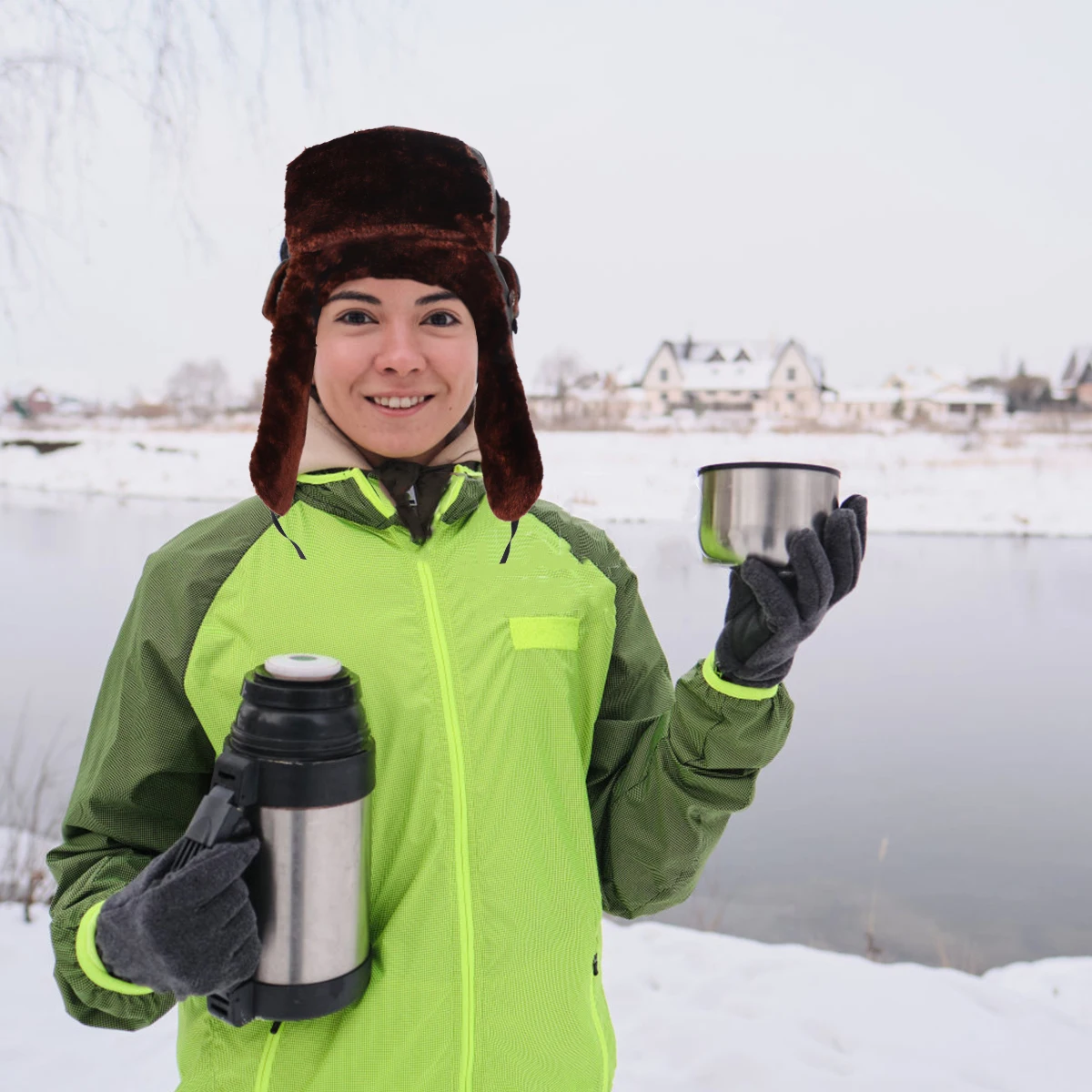 1Pcs Winter Trapper Hat Fashionable Portable Integrated Design Show Personality Warm Gift Windproof Hat Pilot Trapper