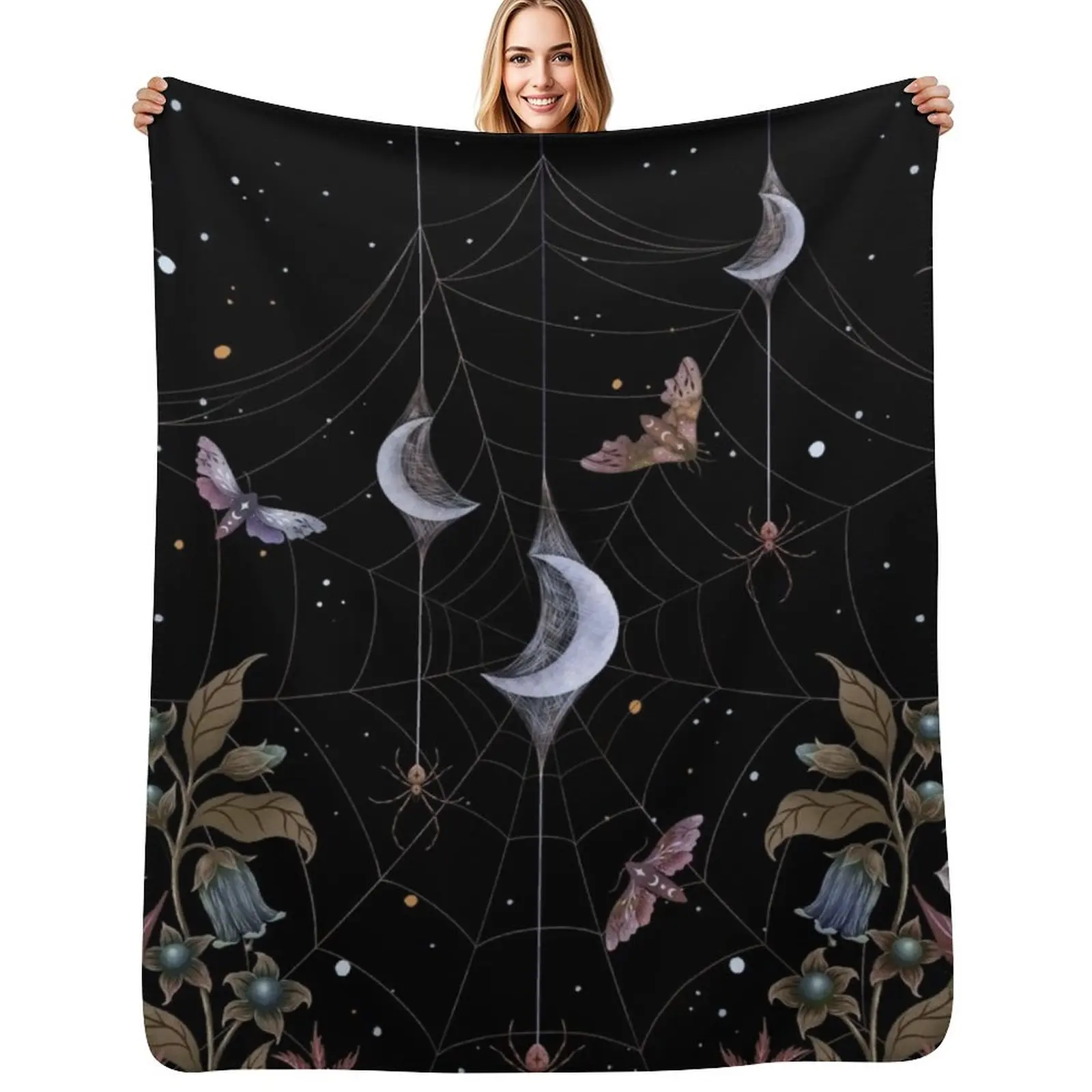 Witch Garden Throw Blanket Portable Lightweight Blanket for Travel Camping