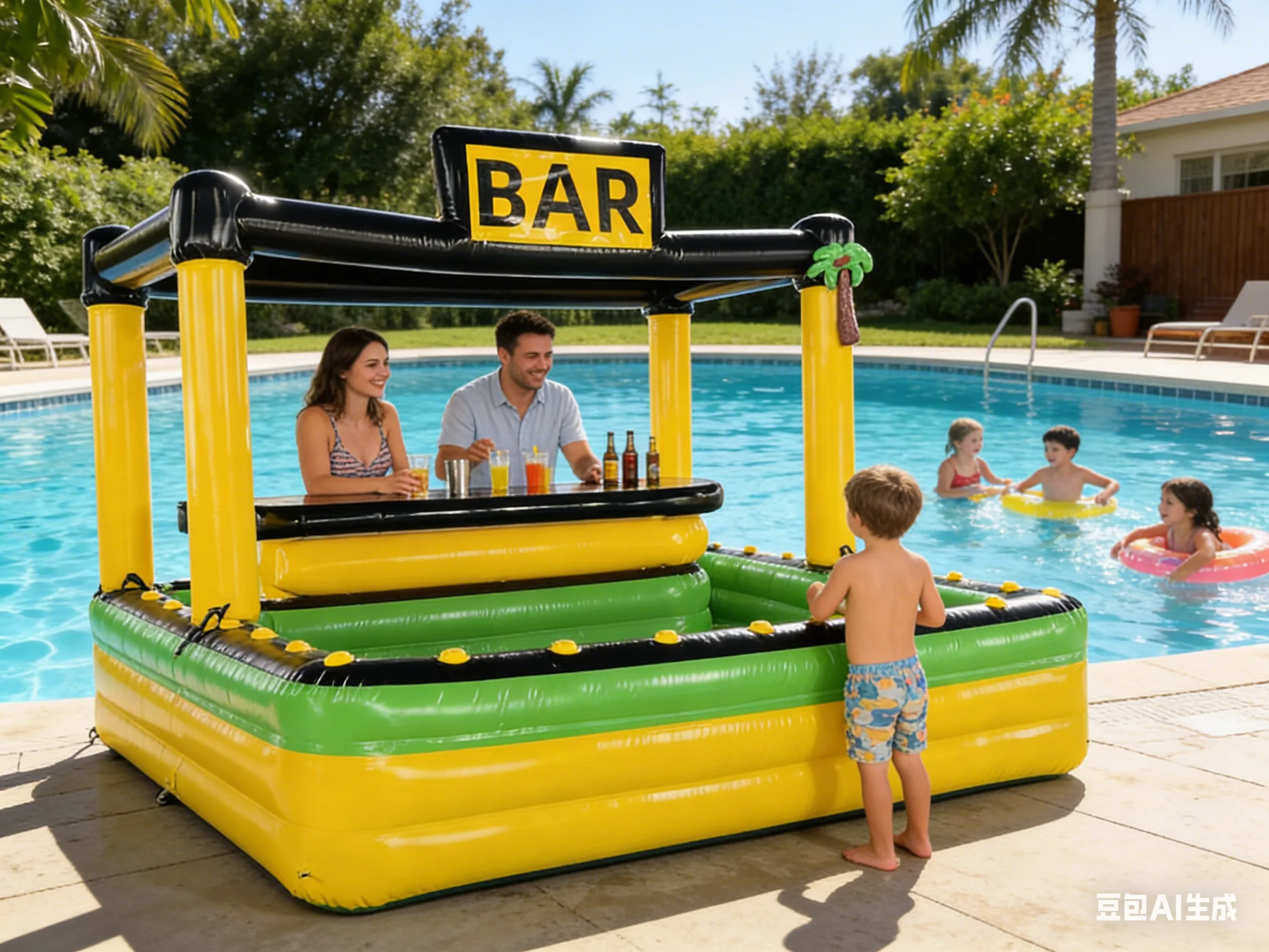 Portable Inflatable Pool Bar Custom  PVC  Pub House Summer Outdoor Event Backyard Party Blow Pub Swimming Pool Bar for Party