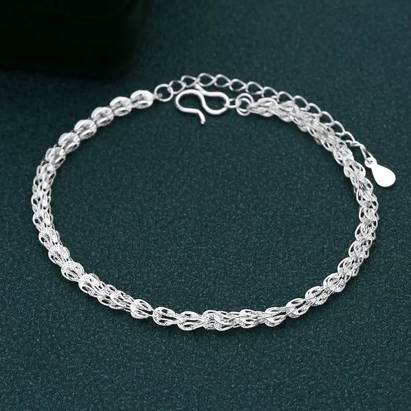 

925 Sterling Silver Charms Bracelets For Women Vintage Korean Adjustable Hollow Chain Bracelets Party Wedding Fine Jewelry Gifts