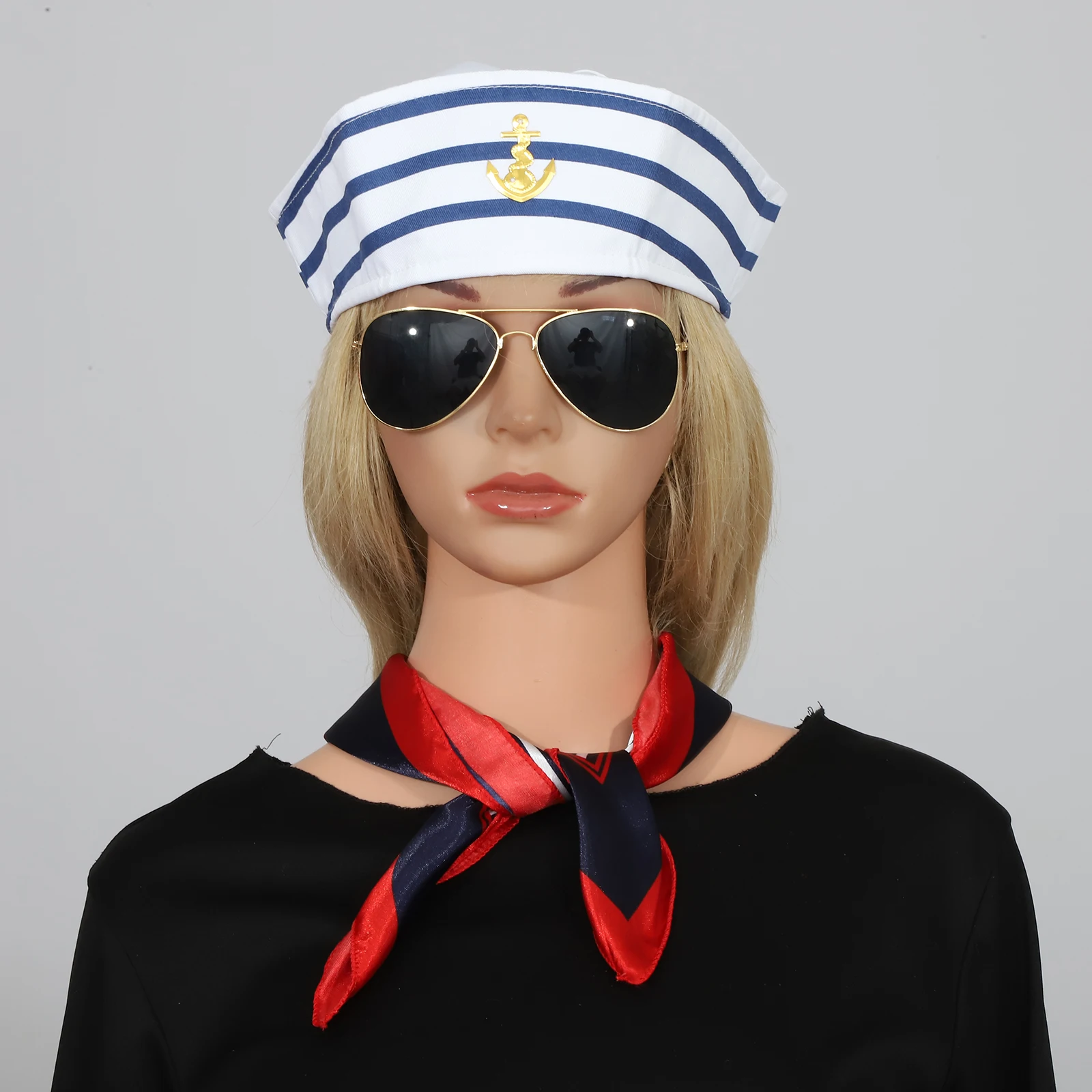 Yacht Captain Hat Sailor Ship Cap Scarf Sunglasses Sailor Hat Boat Costume Accessories For Men Women Captains Dressing Up Party