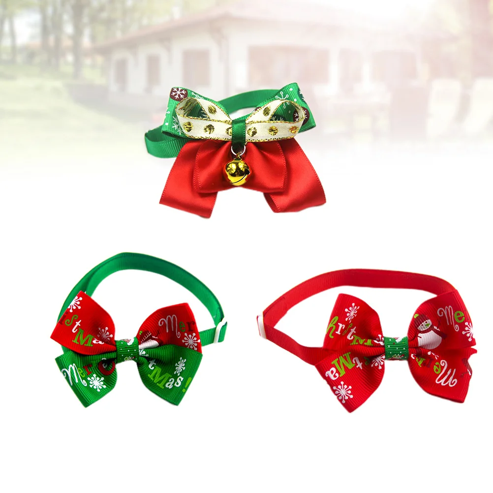 

3Pcs Pet Bow Tie Christmas Element Adjustable Collar for Cats Dogs Stylish Festival Accessories Pet Bow Tie Dog Bowknot Collar