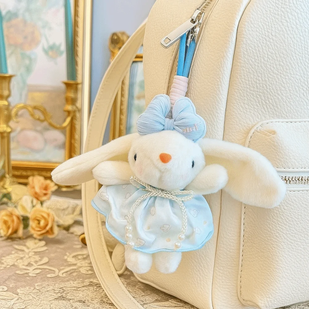 스타일리시한 부드러운 토끼 펜던트 19cm 키체인 귀여운 PP 코튼 충전 토끼 키링 자동차 장식