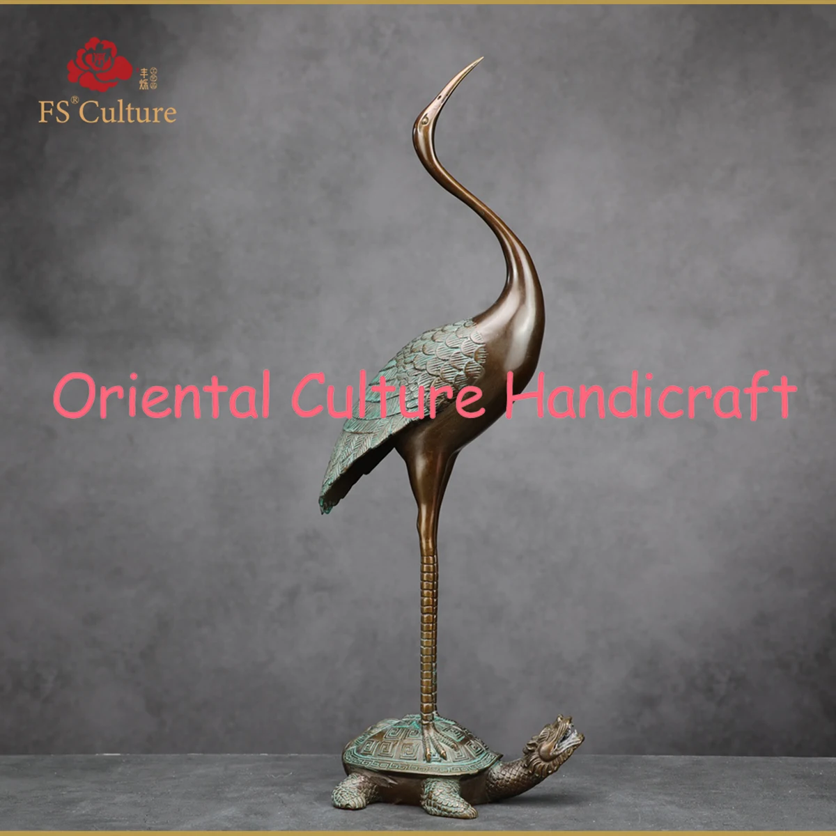 Imitation Of Ancient Chinese Bronzes, Dragon Head Turtle Carrying Cranes, Meaning Longevity, Collectibles, Handicrafts, Ornament