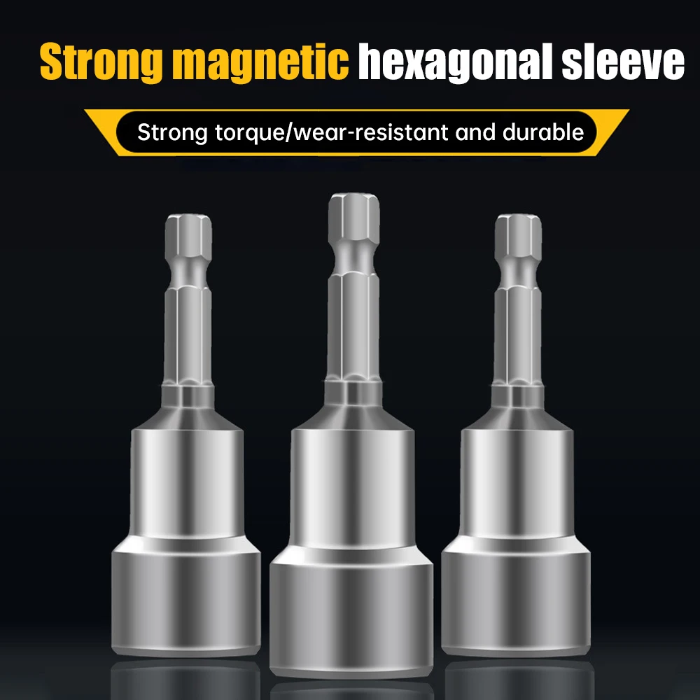 6mm-19mm Impact Socket Magnetic Nut Screwdriver 1/4 Hex Key Set Drill Bit Adapter for Power Drills Impact Drivers Socket kit
