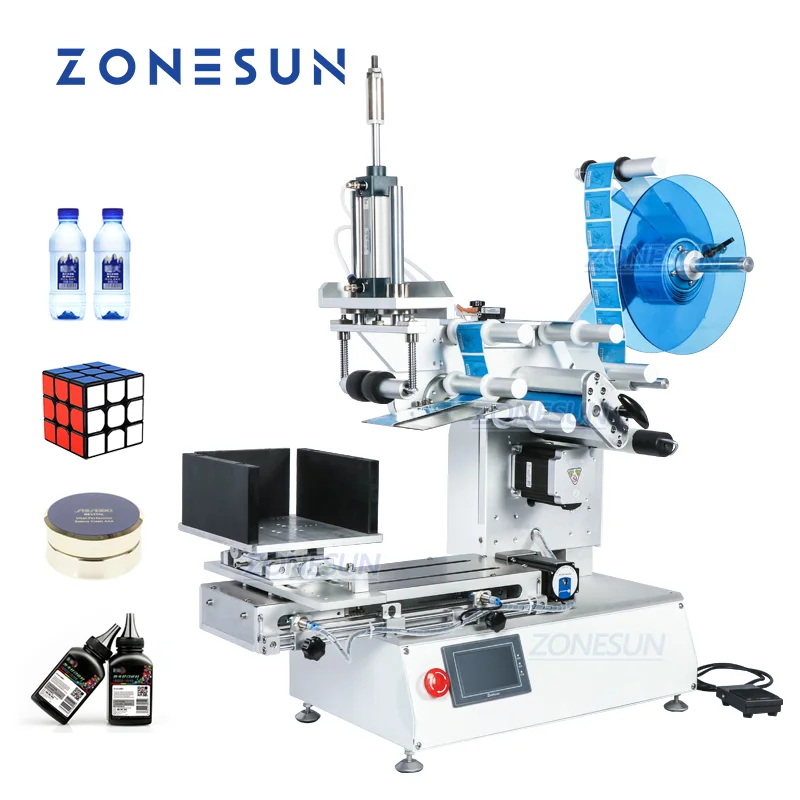 ZONESUN XL-T803 Semi-automatic Model PET Plastic Model Arc Surface Flat Bottle Sticker Labeling Machine Label Dispenser Machine