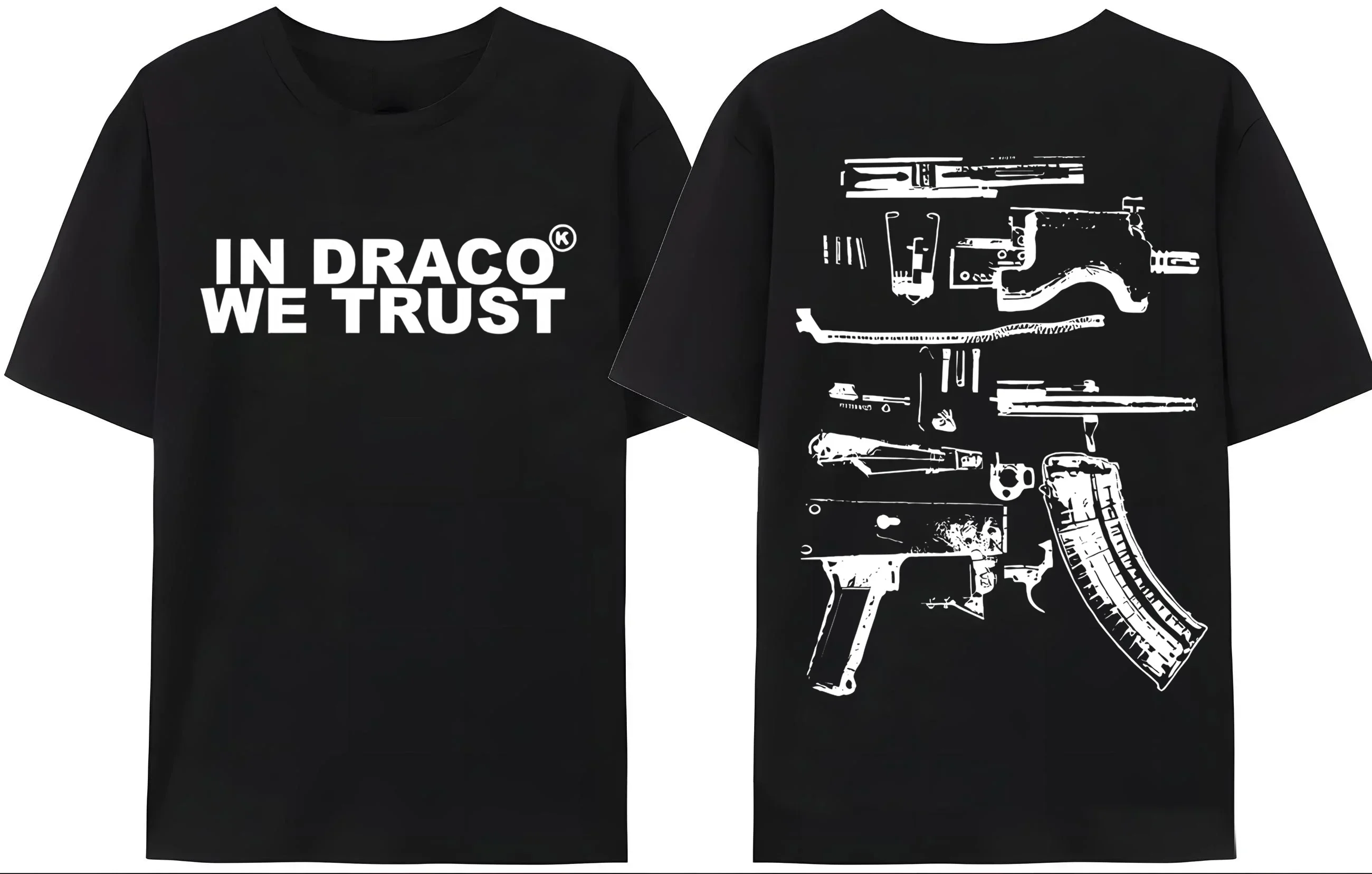 cc04 Gun T-shirt Herren Y2K In Draco Wir Vertrauen Brief Drucken Sommer T-shirt Hohe Qualität Harajuku Paar Streetwear T-shirts