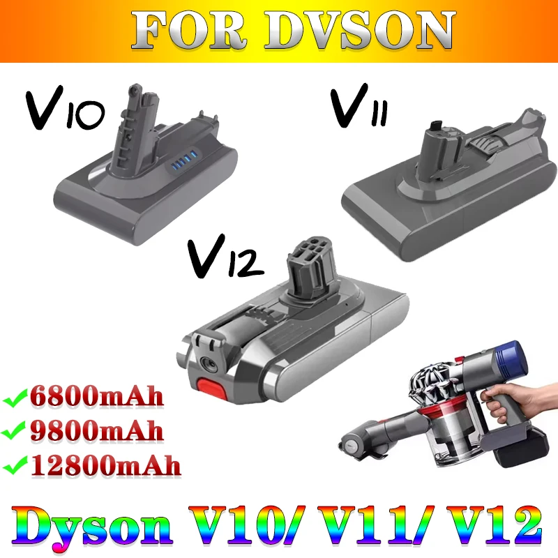 ✅Upgraded For Dyson 12800mAh 21.6V/25.2V Li-ion Battery Replacement Compatible with Dyson V10 V11 V12 Cordless Vacuum Cleaner