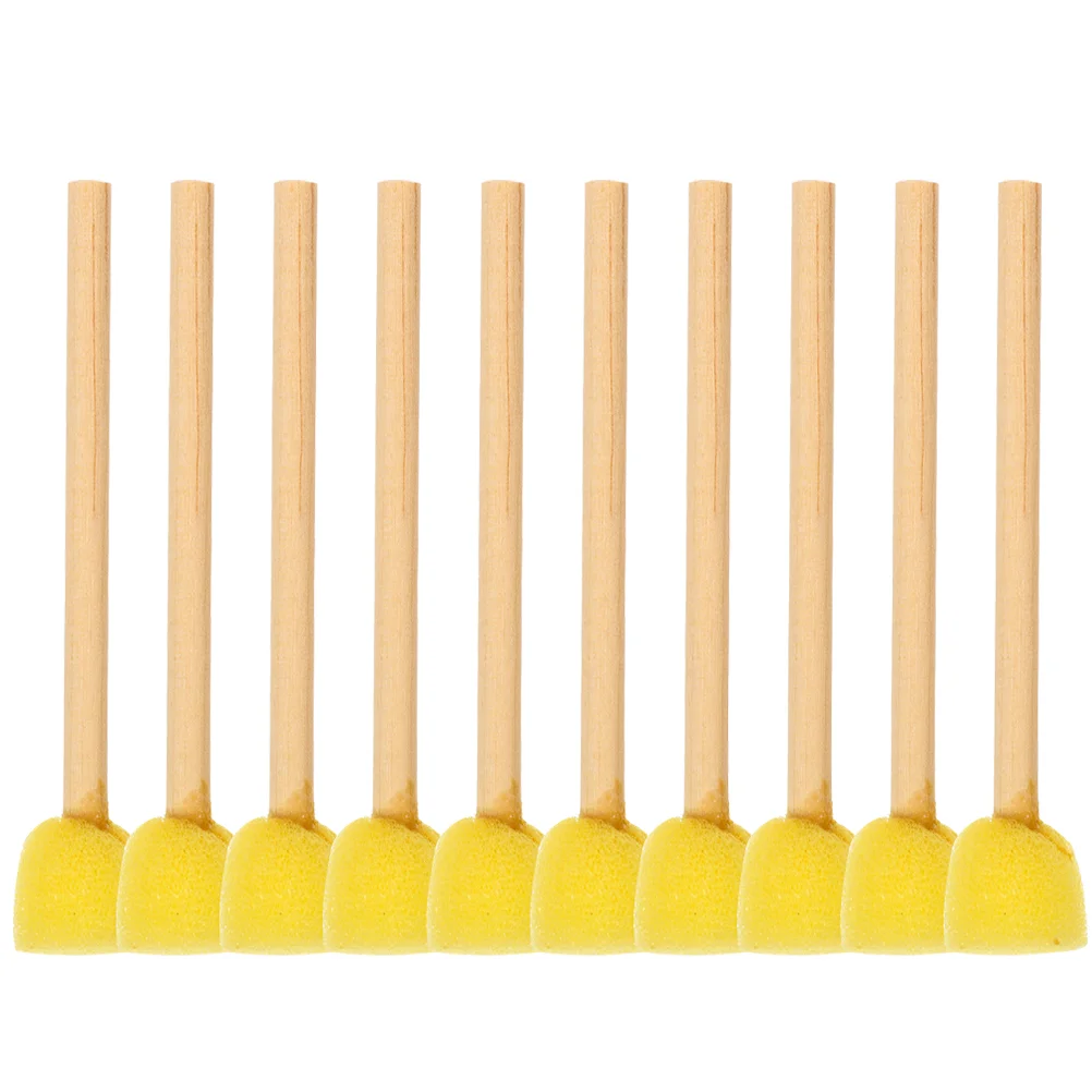 10 Pcs Sponge Brush with Wooden Handle Mini Sponges Finger Body for Showering Model Paint Painting Foam Wallpaper