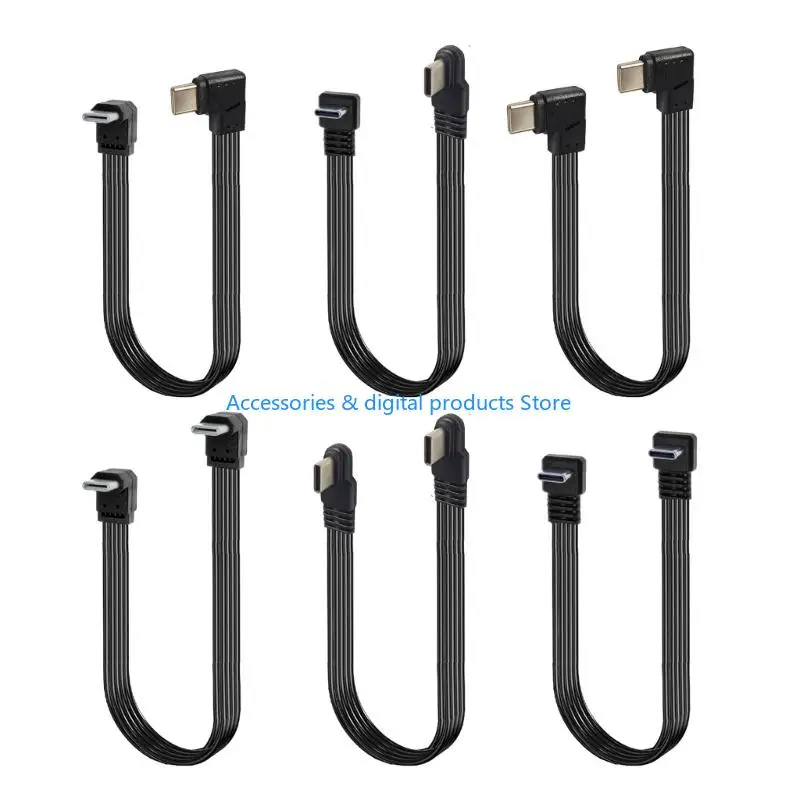 77JD Flat Flexible Right Angled 90 Degree Usb C Male to Type C Charging Data Cable