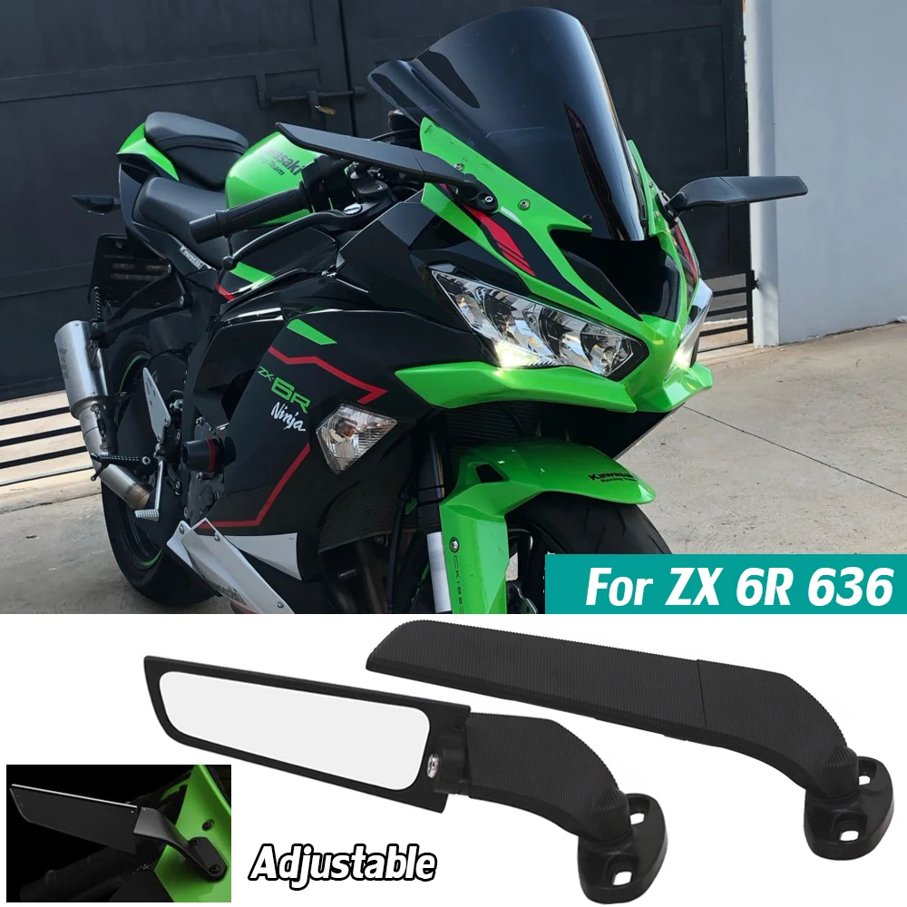 

Motorcycle Side Mirrors for Kawasaki ZX6R Winglets Wind Wing Adjustable Rotating Rearview Mirror ZX 6R 636 ZX636 ZX-6R 2009-2023