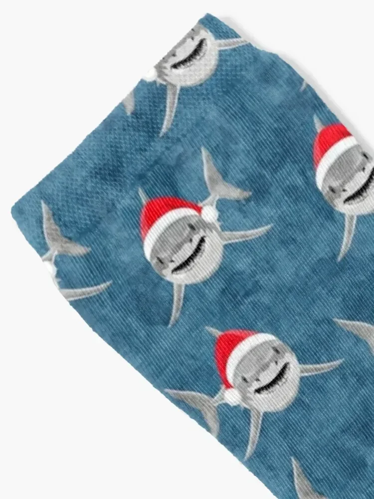 Santa Sharks - blue - Christmas shark Socks Toe sports Stockings Socks For Girls Men's