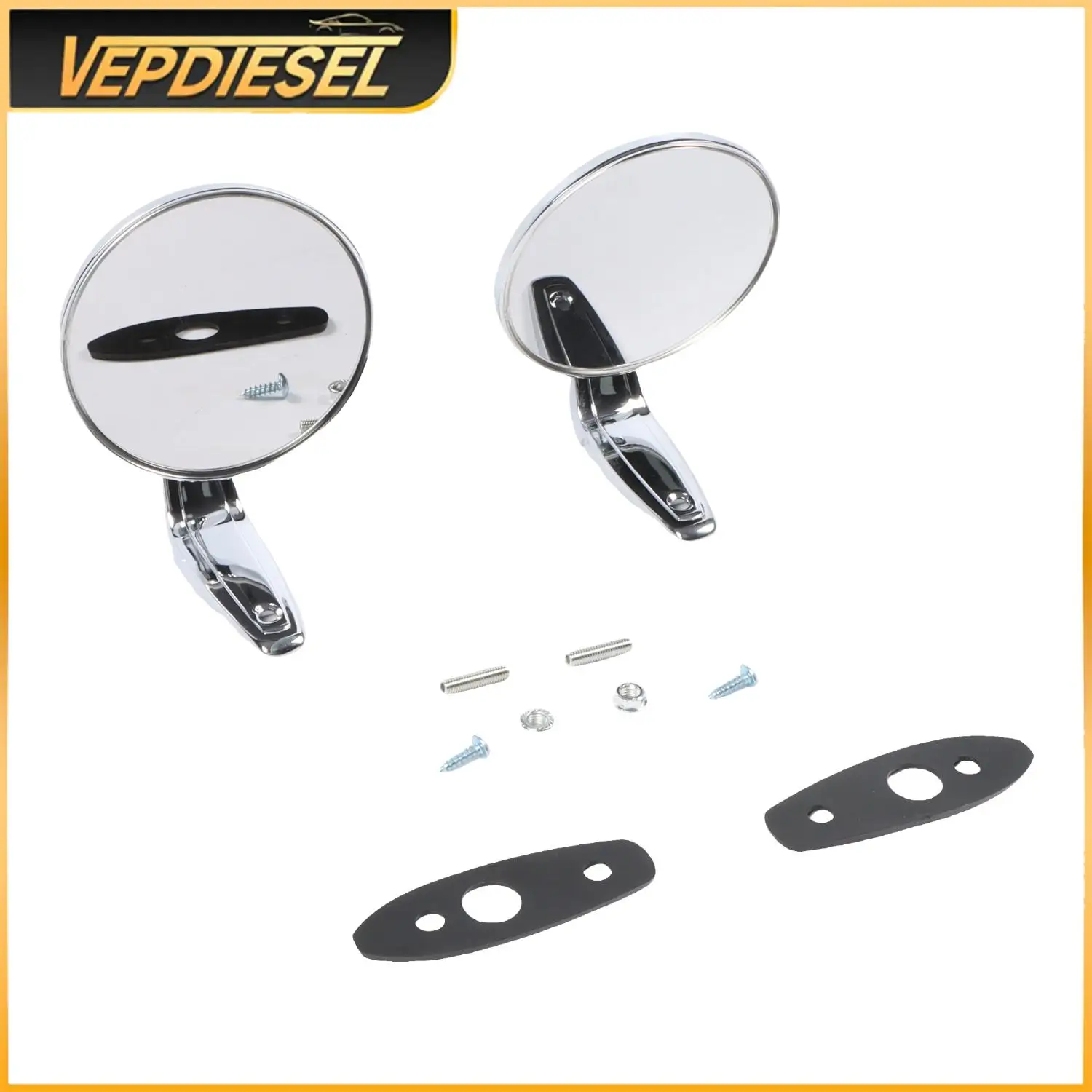

1pair Chrome Door Mirrors Outside Exterior Rearview for Plymouth Valiant GTX Dodge Chrysler 1966-1975 2802834 2802710 3685955