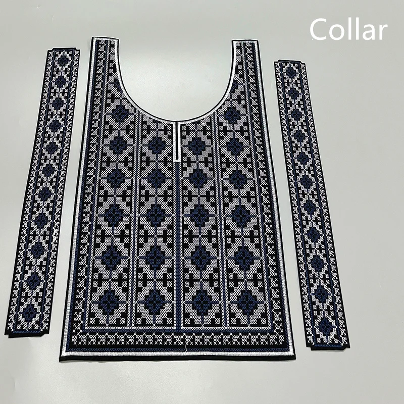 Latest African Fashion Men Embroidery Collar Set Lace Material 2024 DIY Hot Sale Senegal Cotton Collar Sewing for Women Clothing