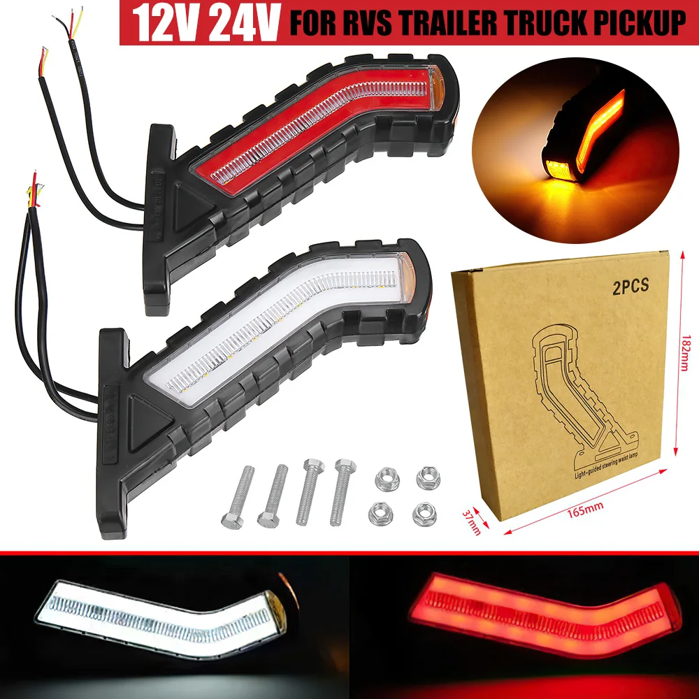 

1 Pair Side Marker Light 12V 24V Flowing Turn Signals Lamp Universal for Cars SUV Vans Lorry RV Bus Boat Trailer Truck