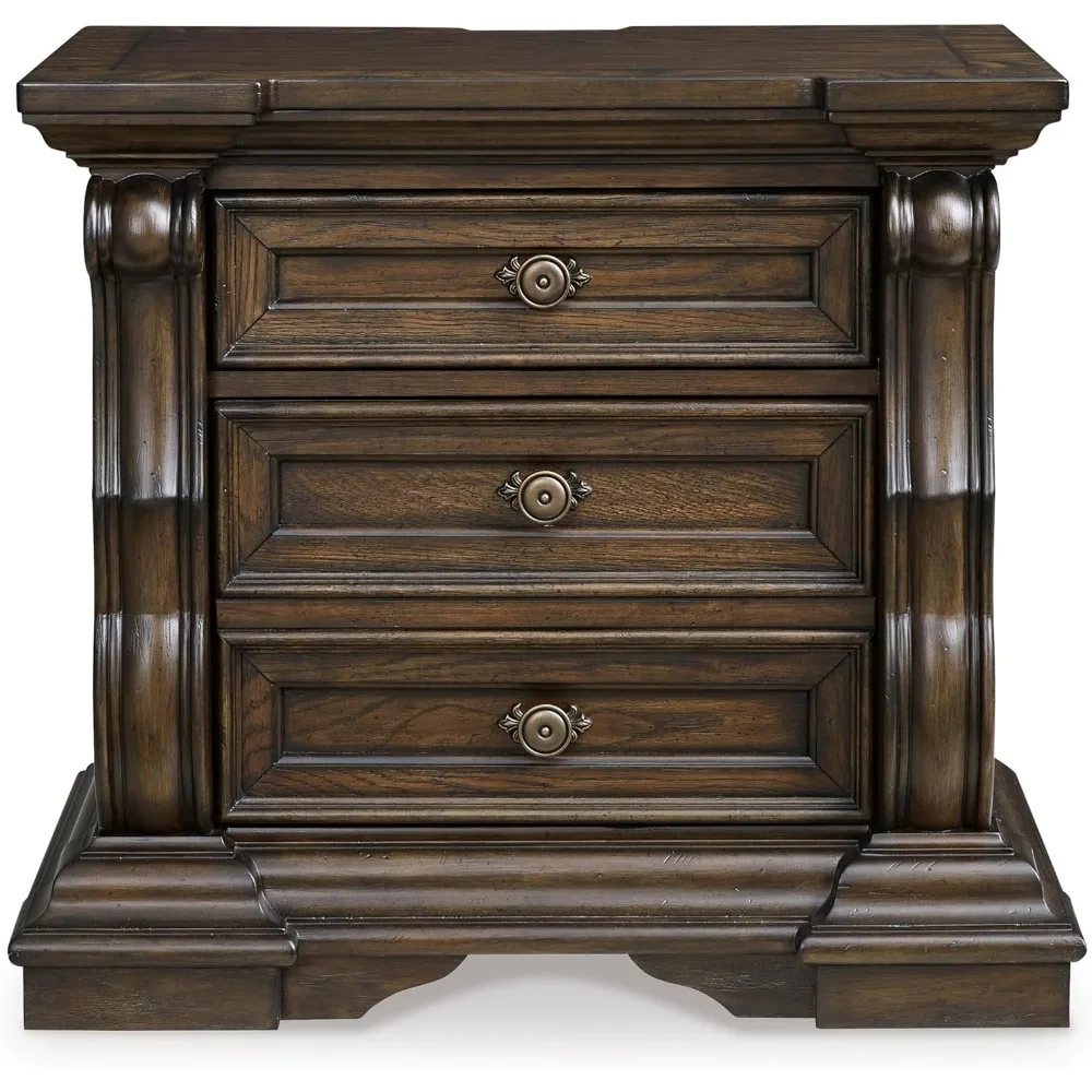 منضدة Maylee الكلاسيكية ذات درجين مع صينية قابلة للسحب ومصدر طاقة ومنفذ USB، بطول 29.5 بوصة، بني داكن #5