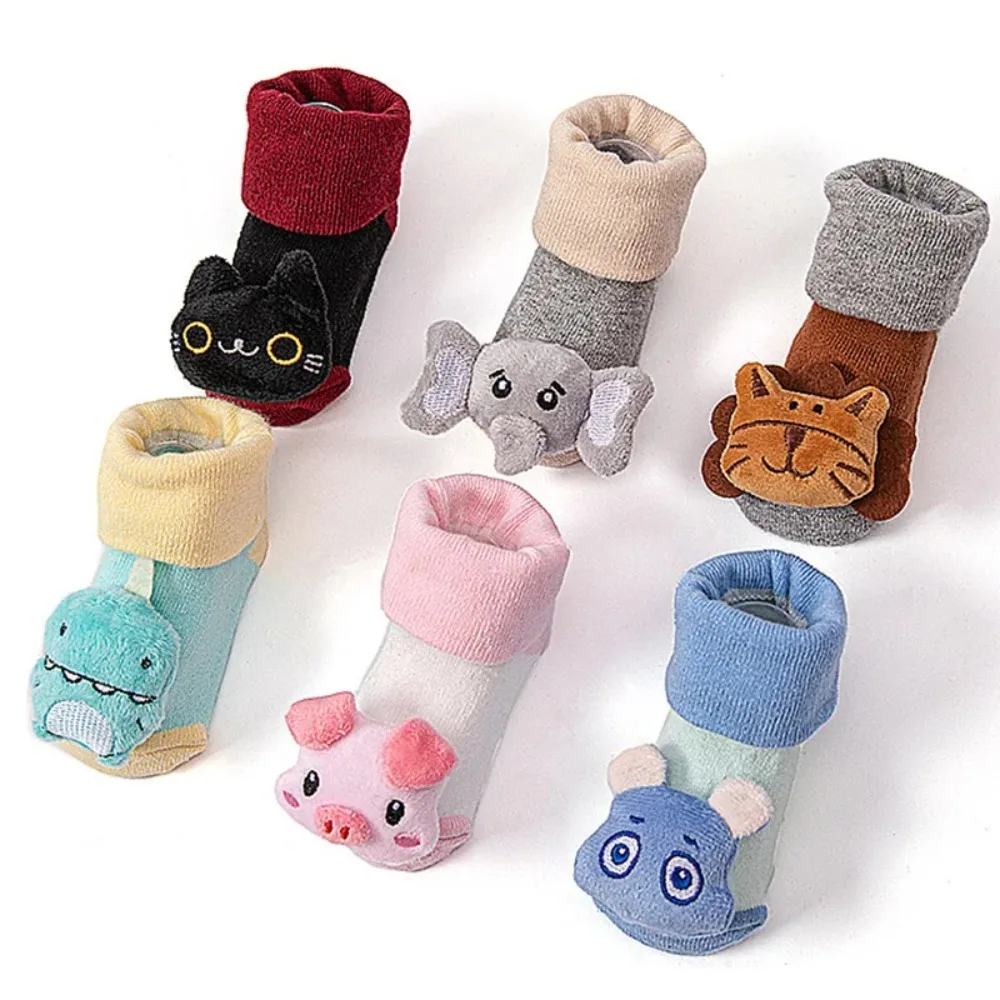 Newborn Baby Anti Slip Floor Socks 3D Doll Pattern Soft Cotton Breathable Infant Indoor Daily Play Socks for Boys Girls Toddler
