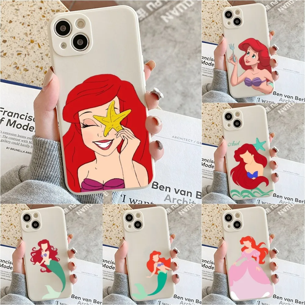 T-The Little M-mermaid d-disney Phone Case For Iphone 11 13 14 Pro Max X Xr Xs Max Se2020 12mini White Cover Case