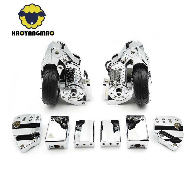 HYMOTO Motorcycle Training Wheels Chrome Goldwing Landing Gear Installation for R18 HD Touring RoadMaster Auxiliary Parking Brac