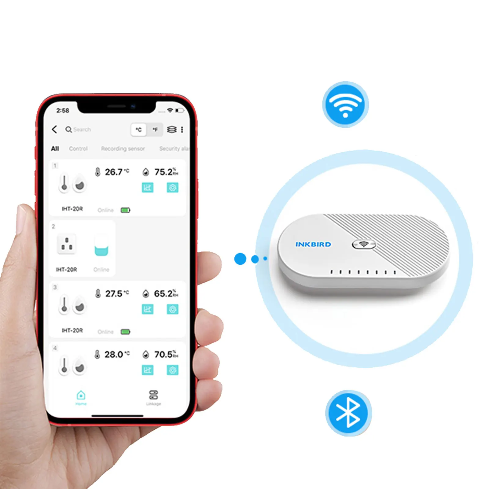 

INKBIRD EU Plug IBS-M1 Wi-Fi Bluetooth-шлюз 2,4 ГГц Беспроводной пульт дистанционного управления Smart Gateway Hub Работа с приложением INKBIRD Pro