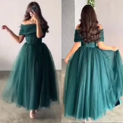 Customized Jiayigong Simple Bateall A-line Evening  Shirred Layered Net/Tulle Formal Occasion Gown	prom dresses 2023 luxury gown