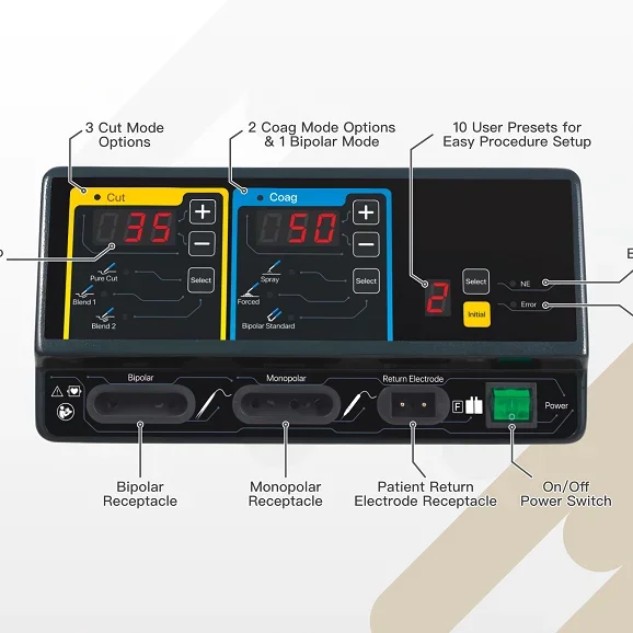 multifunctional 60w high surgical frequency monopolar and bipolar electrosurgical unit generator cheap price for veterinary use