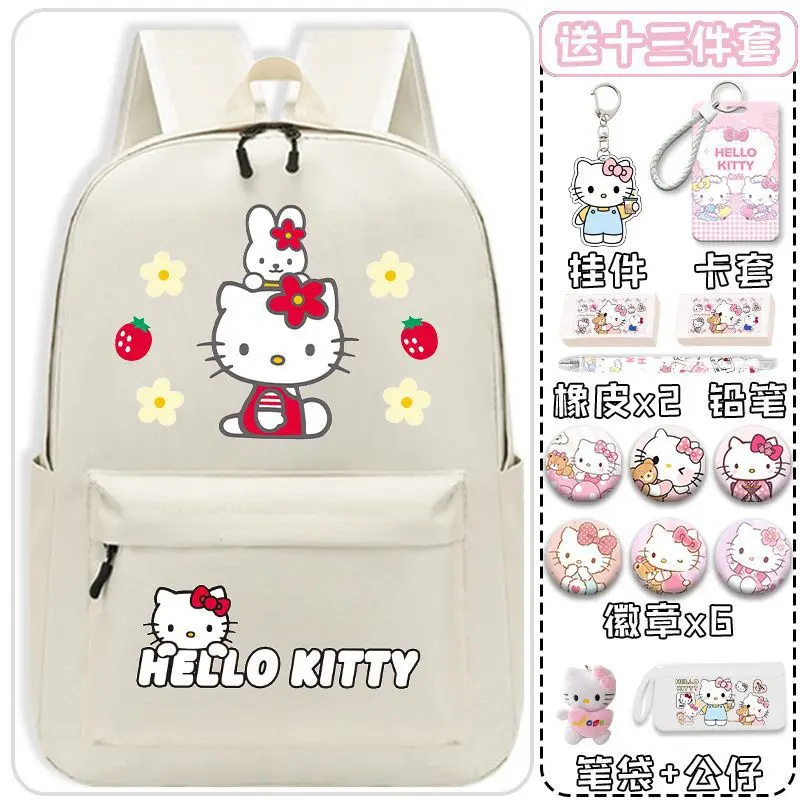 Sanrio Hello Kitty Schoolbag, leve, grande capacidade, dos desenhos animados crianças mochila para masculino e feminino estudantes, novo