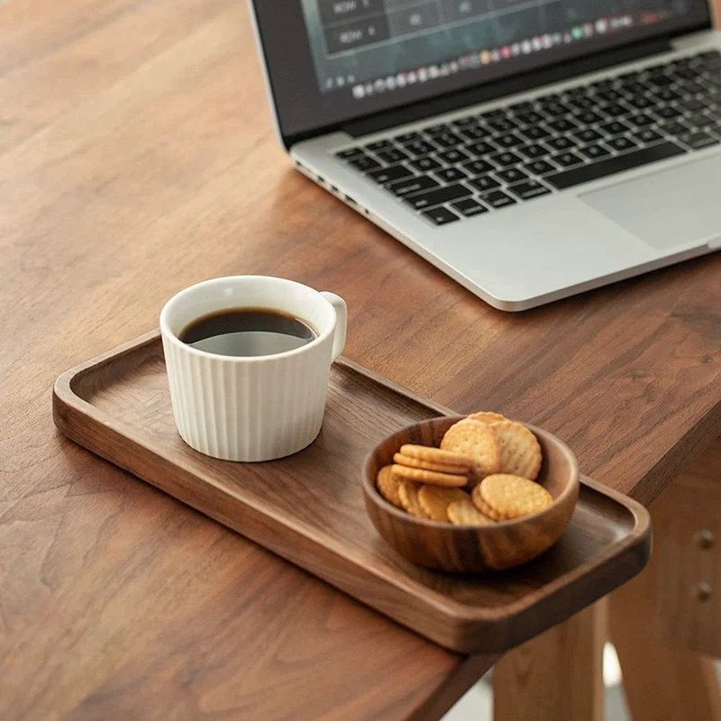 2X Walnut Serving Tray Solid Wood Small Tray Rectangle Platter Bathroom Tray Dinner Tray Tea Tray Coffee Tray