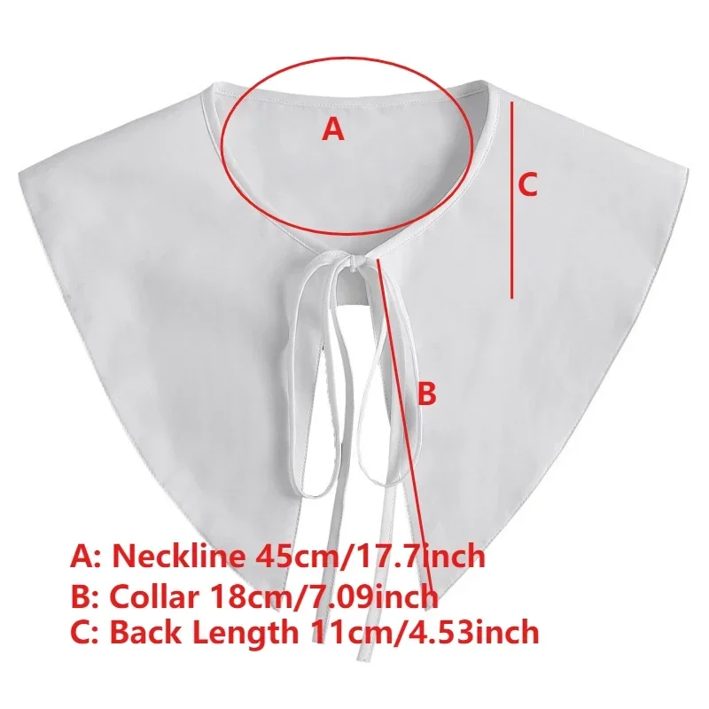 Color sólido, cuello falso de punta grande, hombros descubiertos para mujer, camisa, cuello desmontable, chal pequeño, ropa, cuello falso, capa pequeña