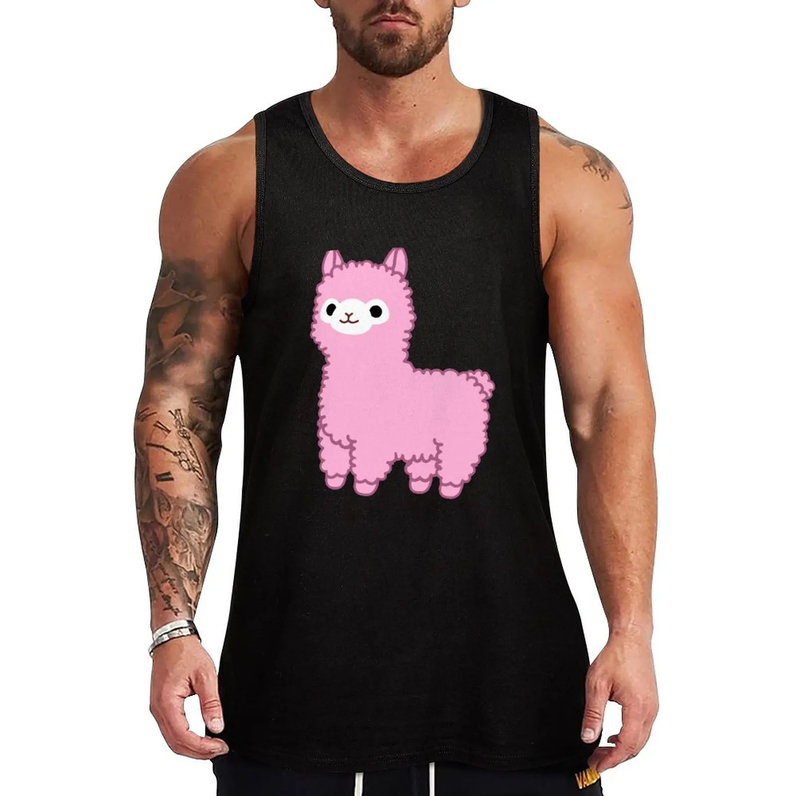 Pink Alpaca Tank Top t shirt gym new in tops & t-shirt bodybuilding men clothes