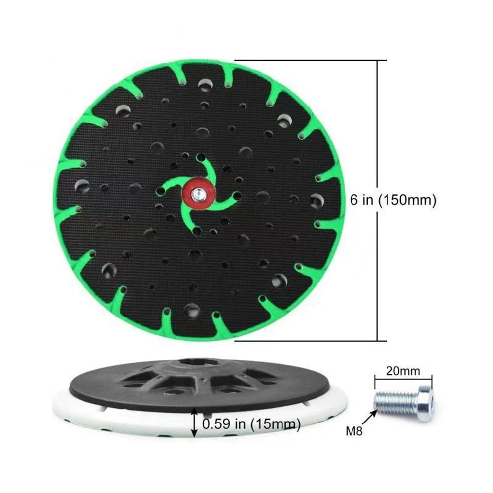 1/2Pcs150mm 6 inch Porous Sanding Back up Pad 48-Hole M8Thread Sander Backing Pad Hook Loop for Car Polishing Disc Abrasive Tool image 4