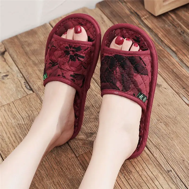 Linen Cloth Slippers for Women\'s Indoor Home Use Silent Cloth Sole Wooden Floor Slippers Soft Sole Silent All Year Round