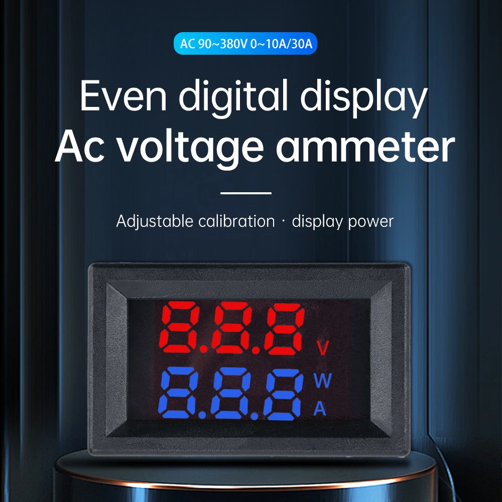 AC 90~380V Digital LCD Voltmeter Ammeter 10A 30A 220V Voltage Current Meter Tester Detector Current Transformer