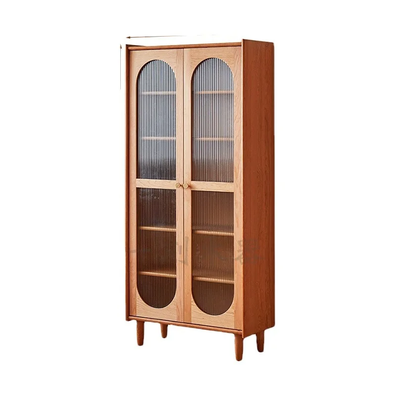 Solid wood bookcase Nordic simple cherry wood complete storage cabinet study living room Japanese modern combination s