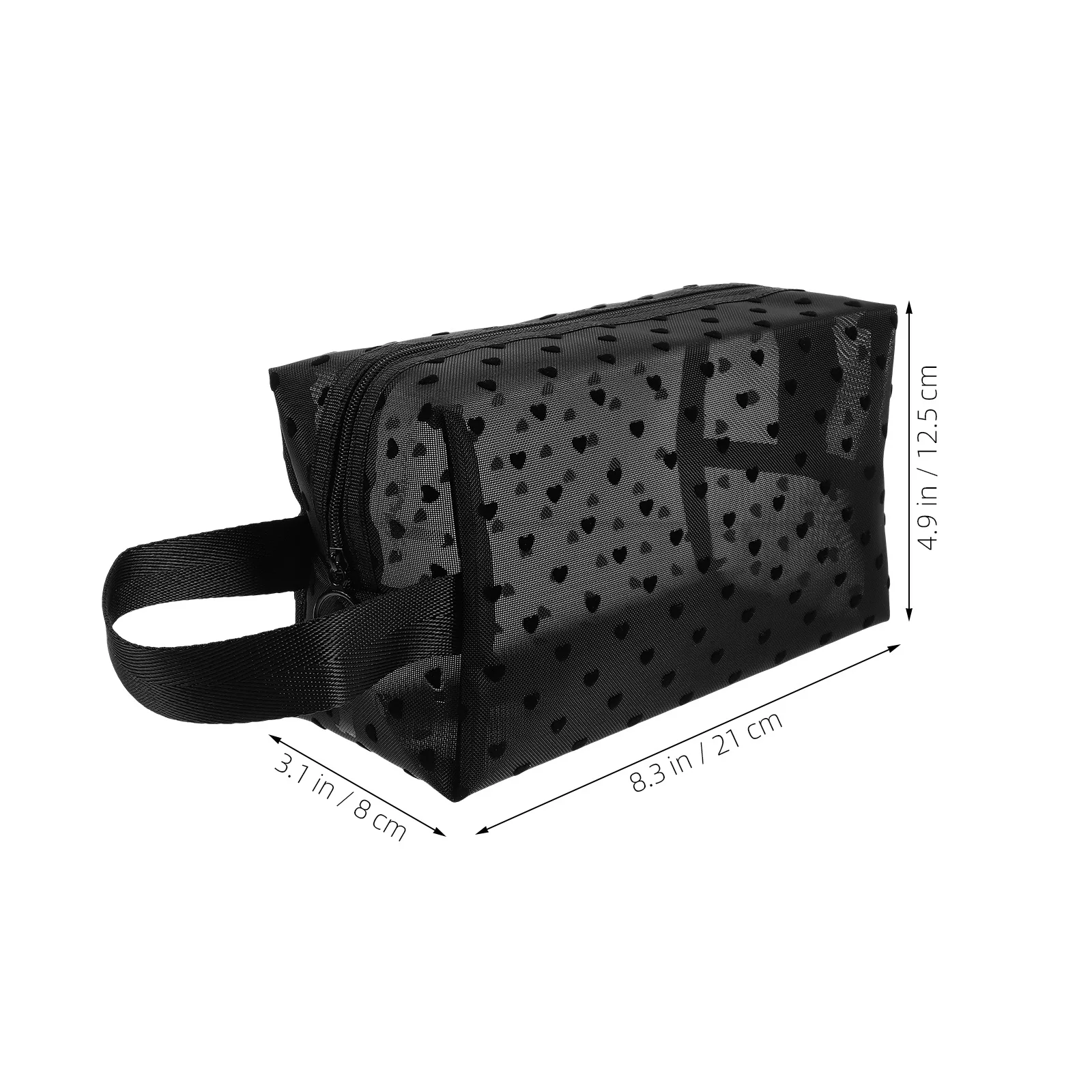 

Love Shaped Mesh Transparent Storage Organizer Black Heart Pattern Nylon Travel Accessories Portable Makeup for Brushes