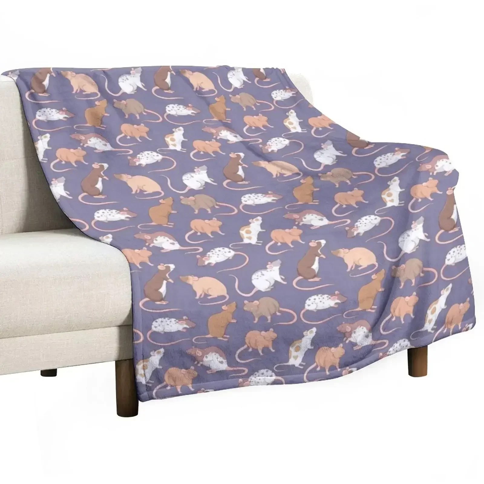 Cute rattie rats against a slate grey background by Whimsicolourart Throw Blanket Cute Plaid Giant Sofa For Baby Luxury Blankets