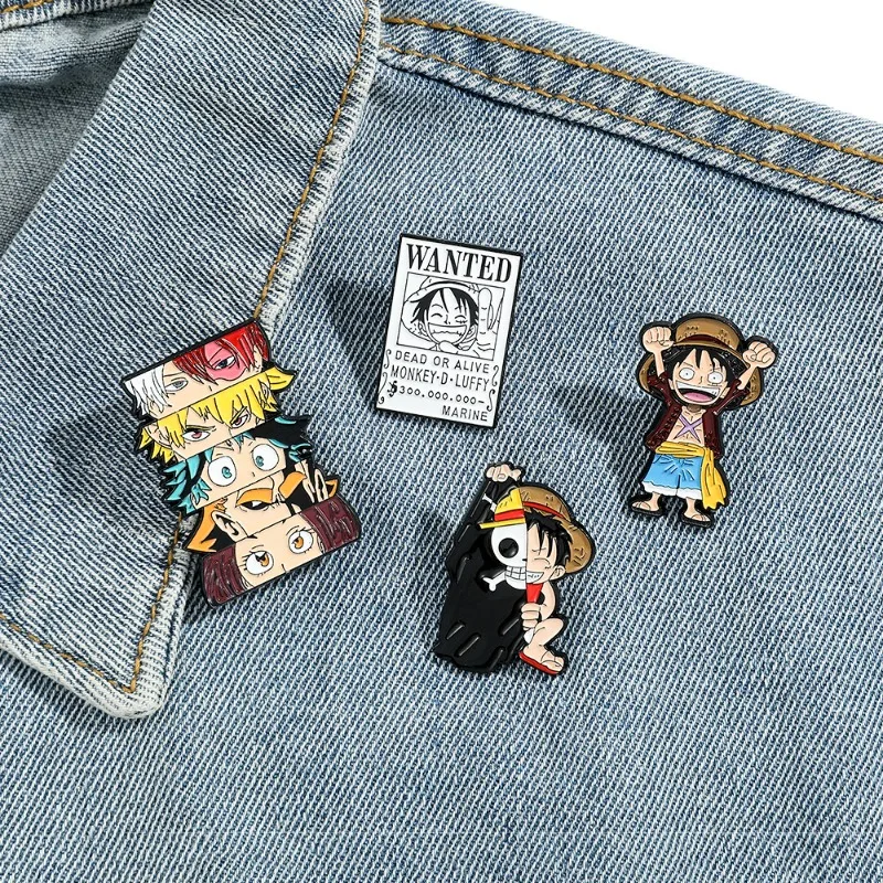 One Piece Luffy Anime Lapel Pins Set Enamel Brooches for Backpack Men Women Jewelry Accessory Cool Anime Badges