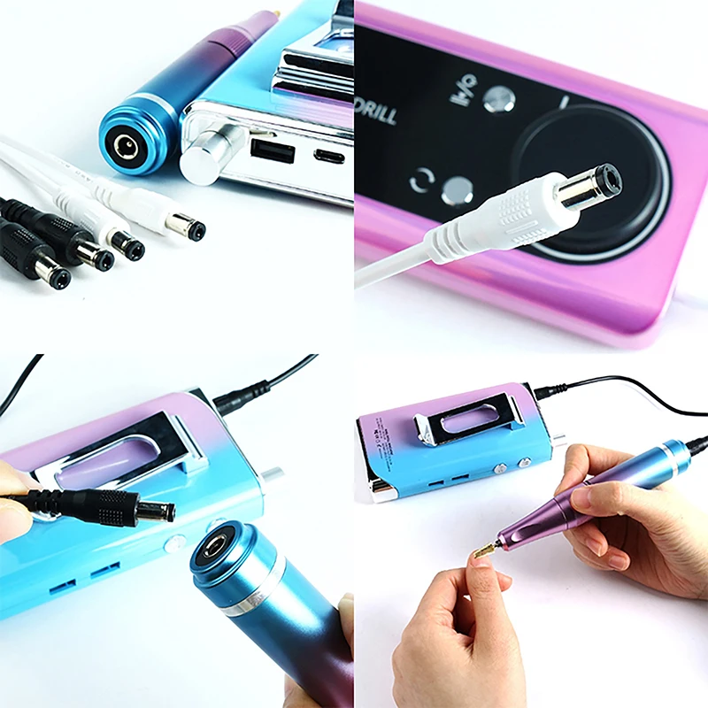 1/1.5M Nail Polishing Machines Handle Connection Line For Double Headed DC Port Manicure Accessories Rechargeable