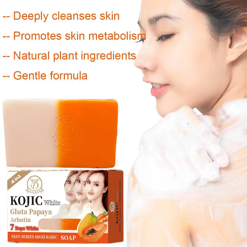 Kojic Acid & Papaya Whitening Soap Bar Remove Dark Spots & Acne Scars Skin Lightening Face & Body Cleanser