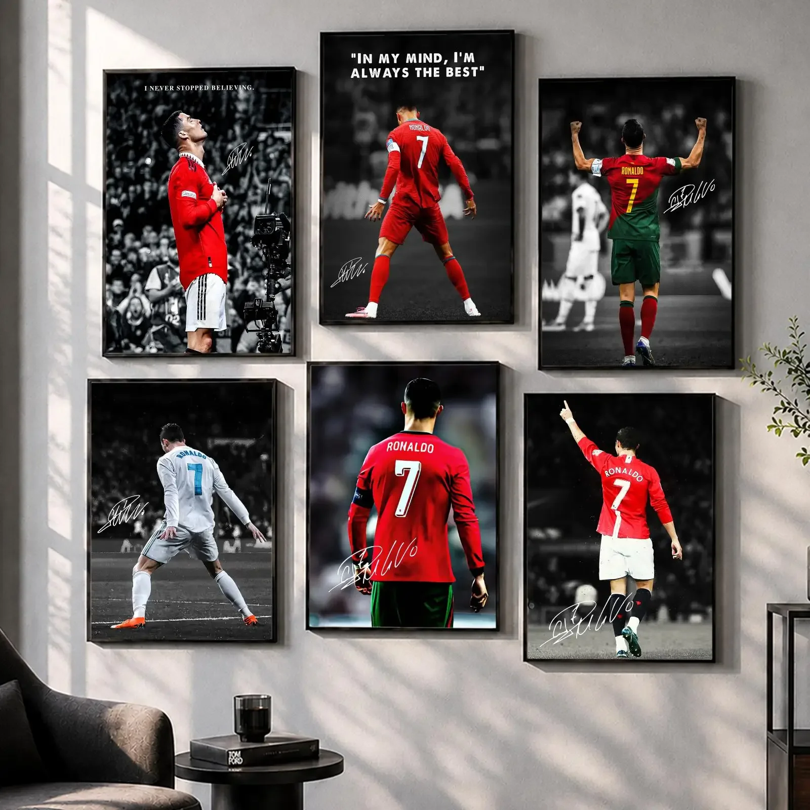Soccer C-Cristiano Stars R-Ronaldo Poster Decorative Wall Sticker Mural Photo Print for Bedroom Living Room Hallway Home Decor
