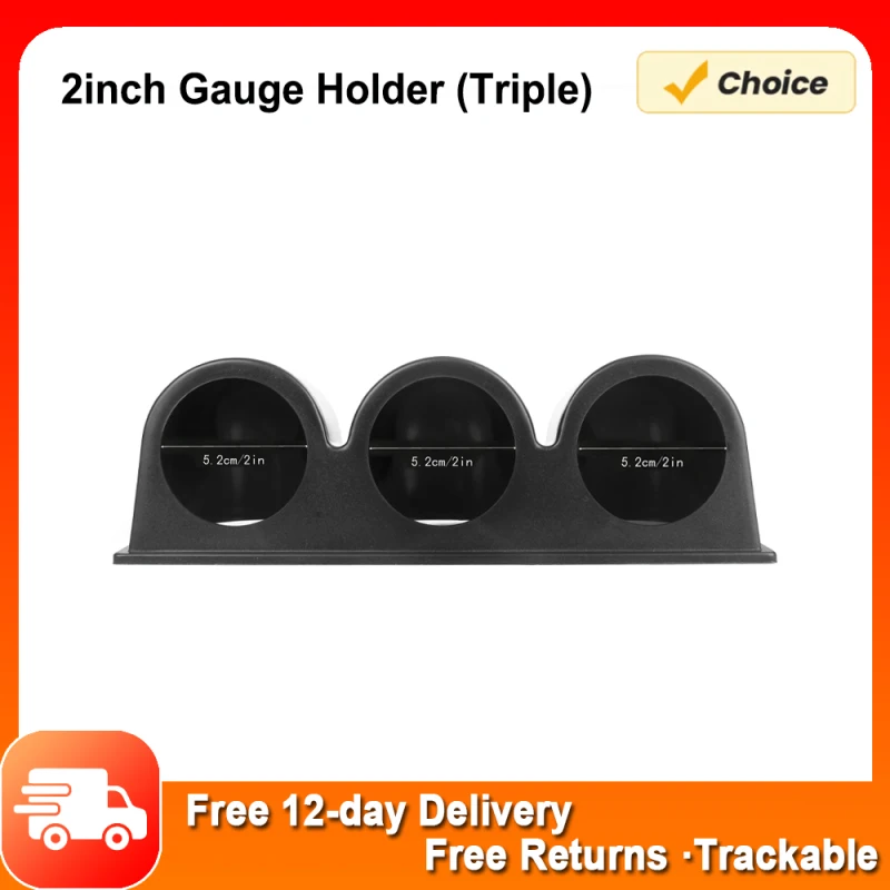 Triple Three Auto Car Gauge Meter Pod Holder Cup Mount Gauge Holder for Holding Three Automobile Gauges 2in/52mm Diameter