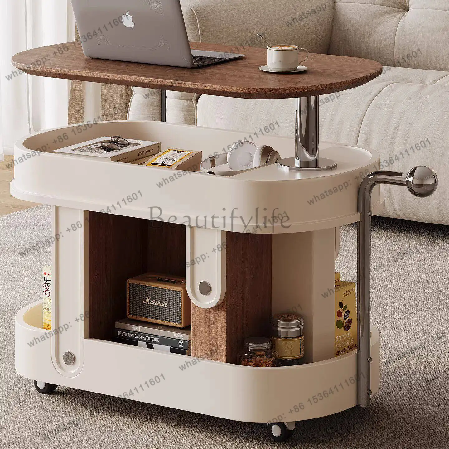 LS simple sofa living room coffee table removable side table small apartment with wheels storage cart