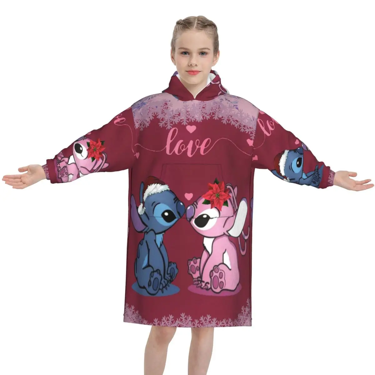 

Детское одеяло с капюшоном и рождественской зимой, снежного Санта-Клауса, носимое пижамное одеяло большого размера, толстовка, одеяло