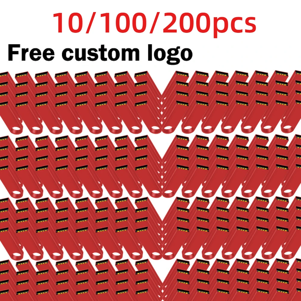 10/100/200pcs Flash Drives Metal 64GB Creative Free custom Logo Black 32GB Pen Drive 16GB Memory Stick U Disk 8GB 4GB Gift 128MB