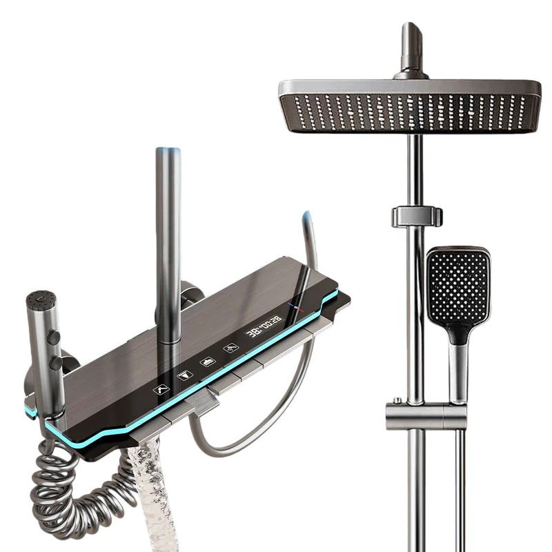 【Lokaler Bestand】 Luxuriöses Badezimmer-Duscharmatur-Set, komplette digitale Temperaturanzeige mit leichter Dusche, heiße und kalte Duschmischer