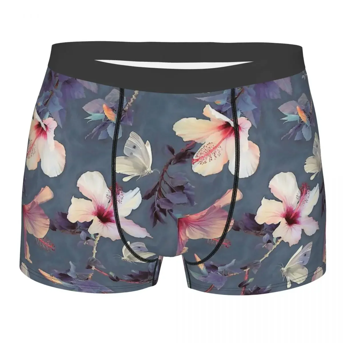 Butterflies And Hibiscus Flowers A Painted Pattern Underpants Breathbale Panties Men's Underwear Comfortable Shorts Boxer Briefs