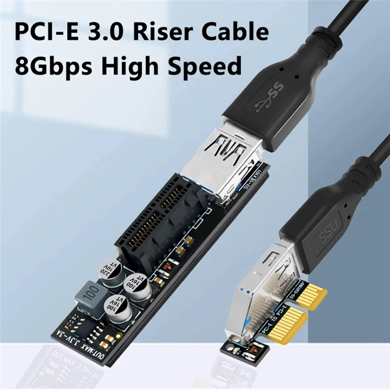 C9-PCIE Riser Cable Full Speed USB 3.0 PCI Express X1 To X1 Extension Cable Adapter Card Converter With Power Module For PC