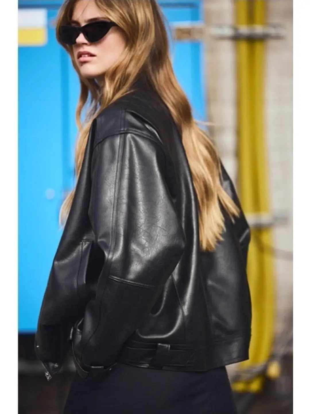Invisible Zipper Moto Jacket Long Sleeve Outerwear Youth PU Leather Half Matte Gloss Zipper Closure Shape Design Coat