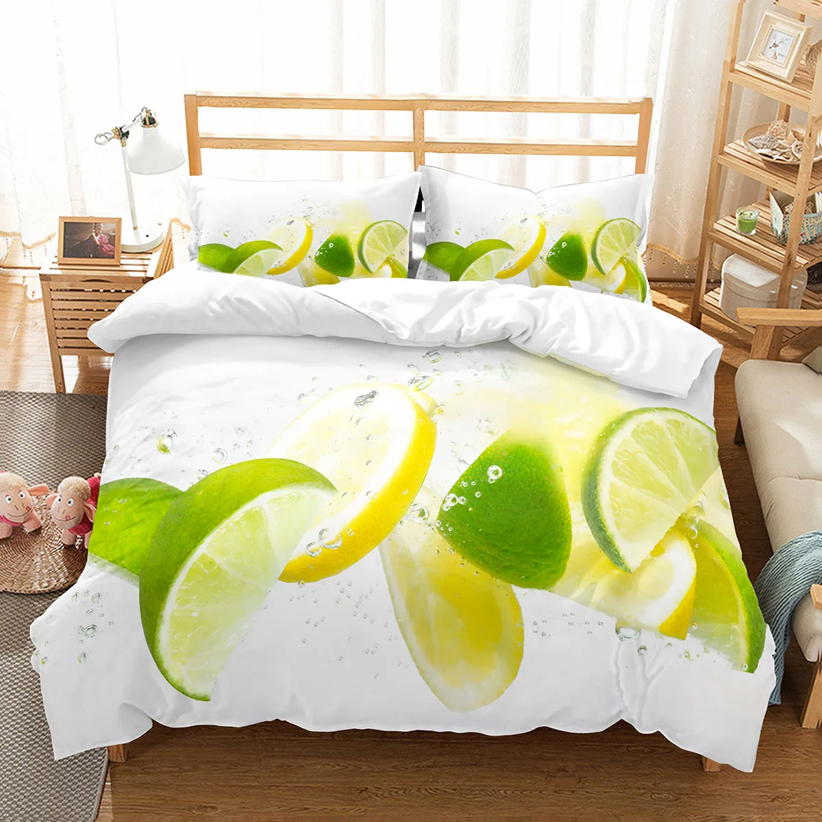 

Lemon Duvet Cover Set Fresh Fruit Pattern Comforter Cover Double Single King Size For Kids Teens Adults Bedding Set Quilt Cover